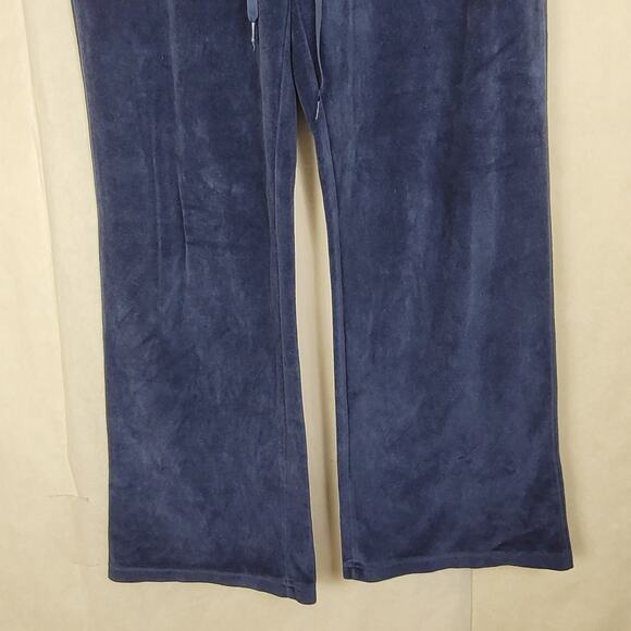Adidas blue Notre Dame velour wide leg joggers Size small Y2K sportswear 90s - Picture 5 of 8